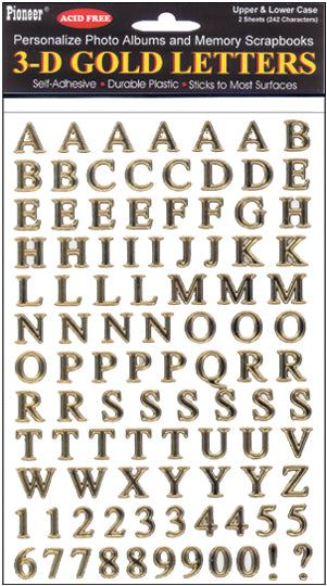 3D Gold Letter Stickers Uppercase & Lowercase