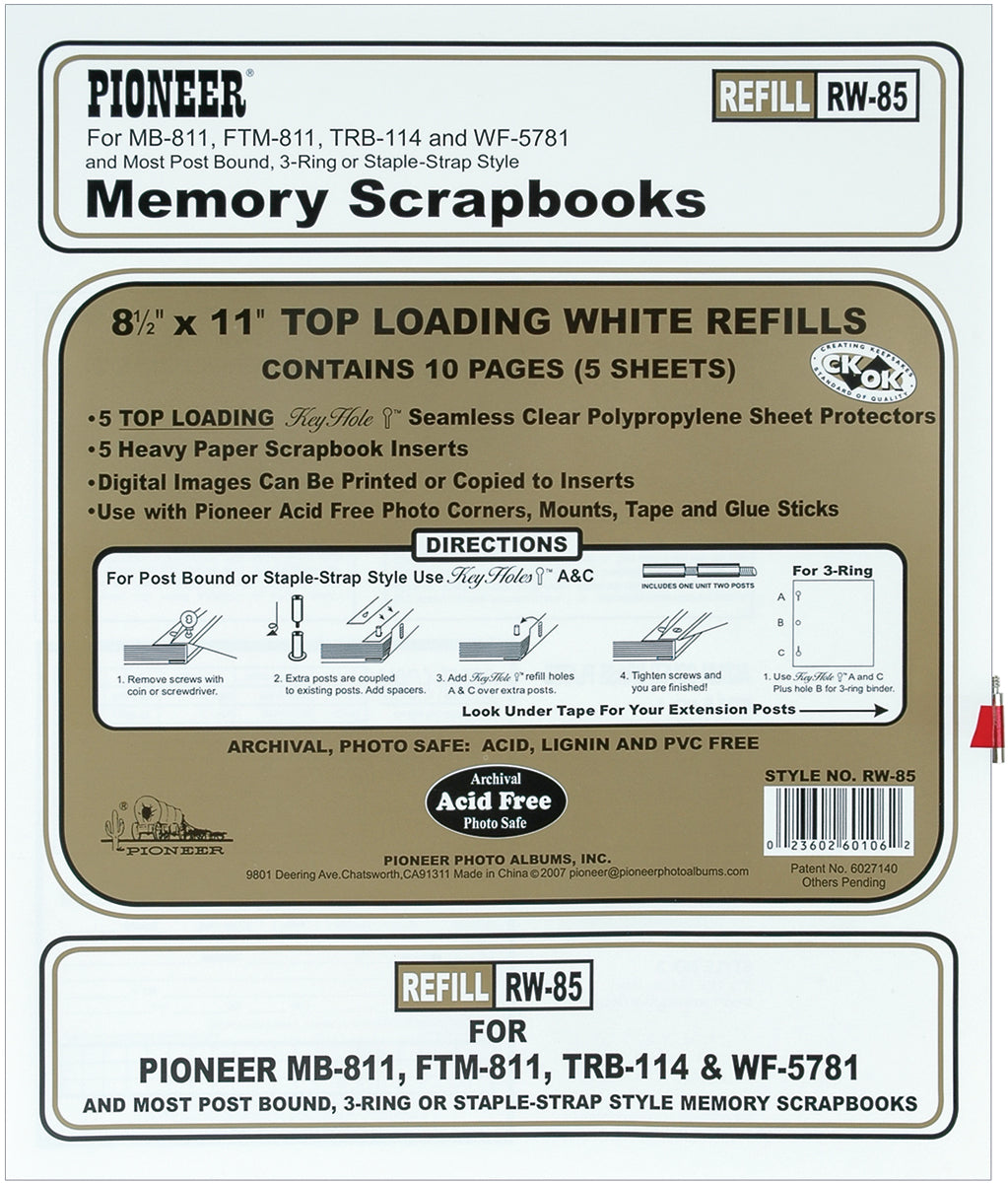 Pioneer Universal Top-Loading Page Protectors 5/Pkg 8.5"X11" (W/White Inserts)