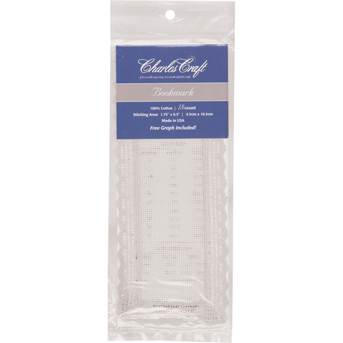 Lace Edged Bookmark 18 Count 3"X8" White