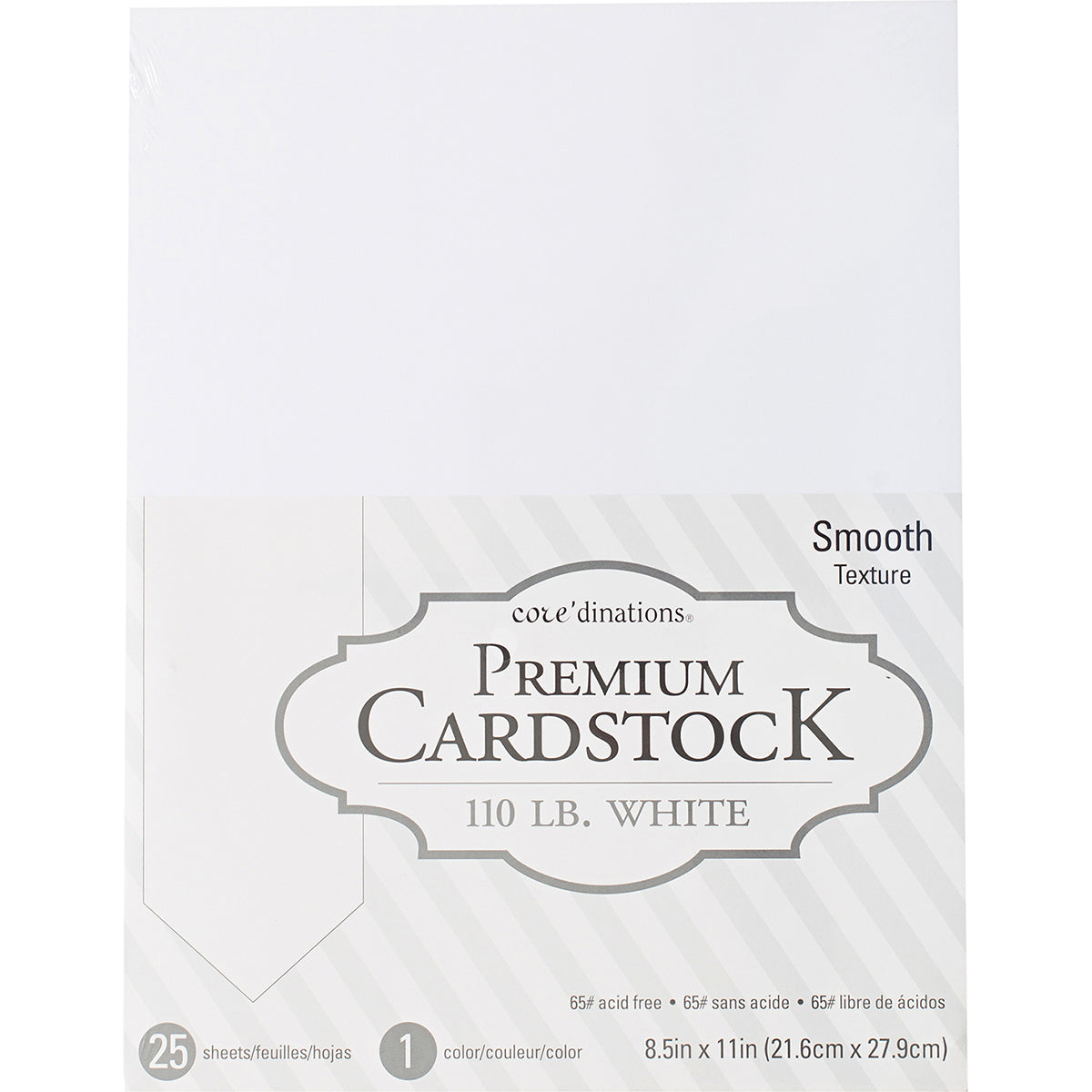 Core'dinations 110lb Smooth Cardstock 8.5"X11" 25/Pkg White