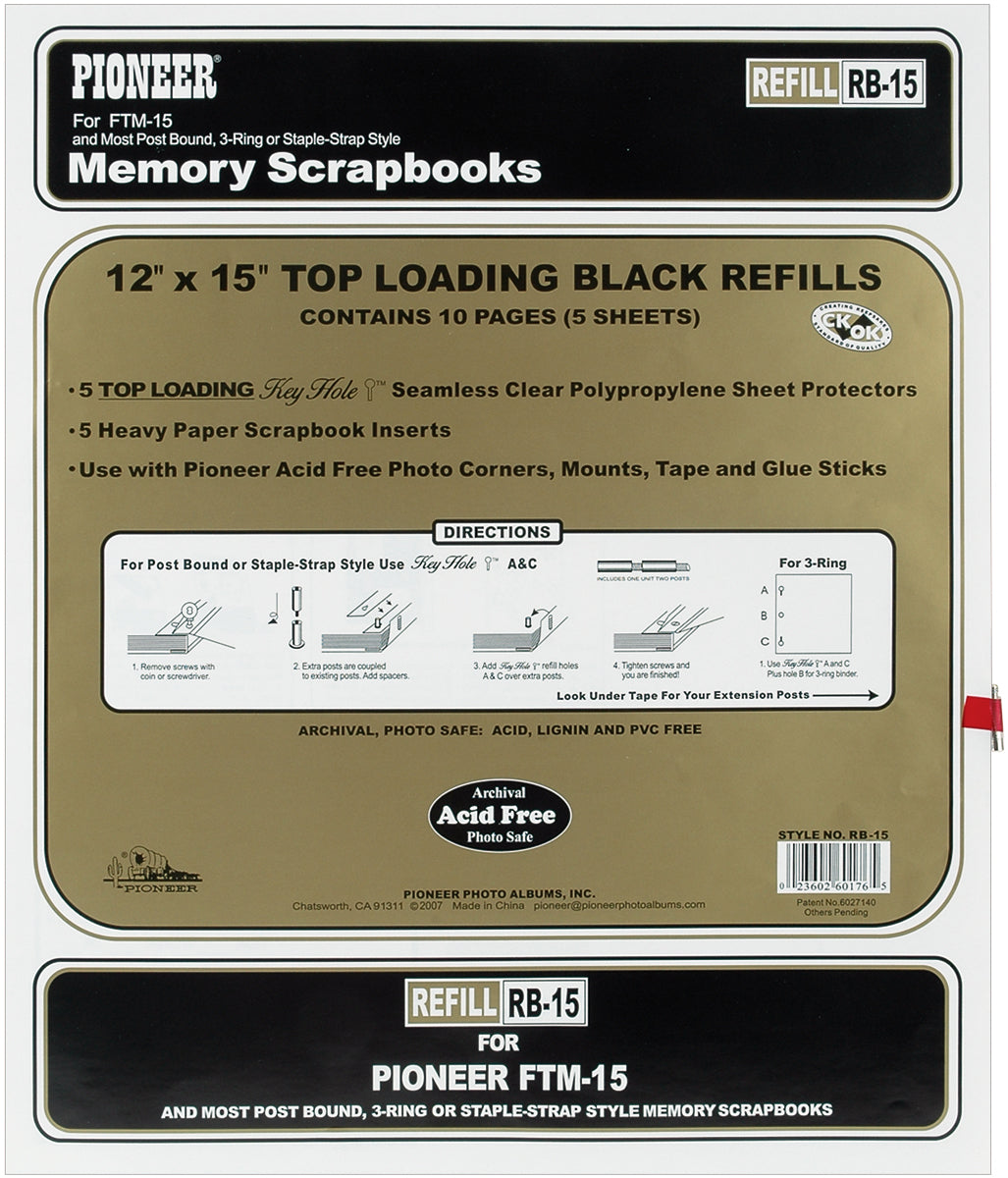 Pioneer Universal Top-Loading Page Protectors 5/Pkg 12"X15" (W/Black Inserts)