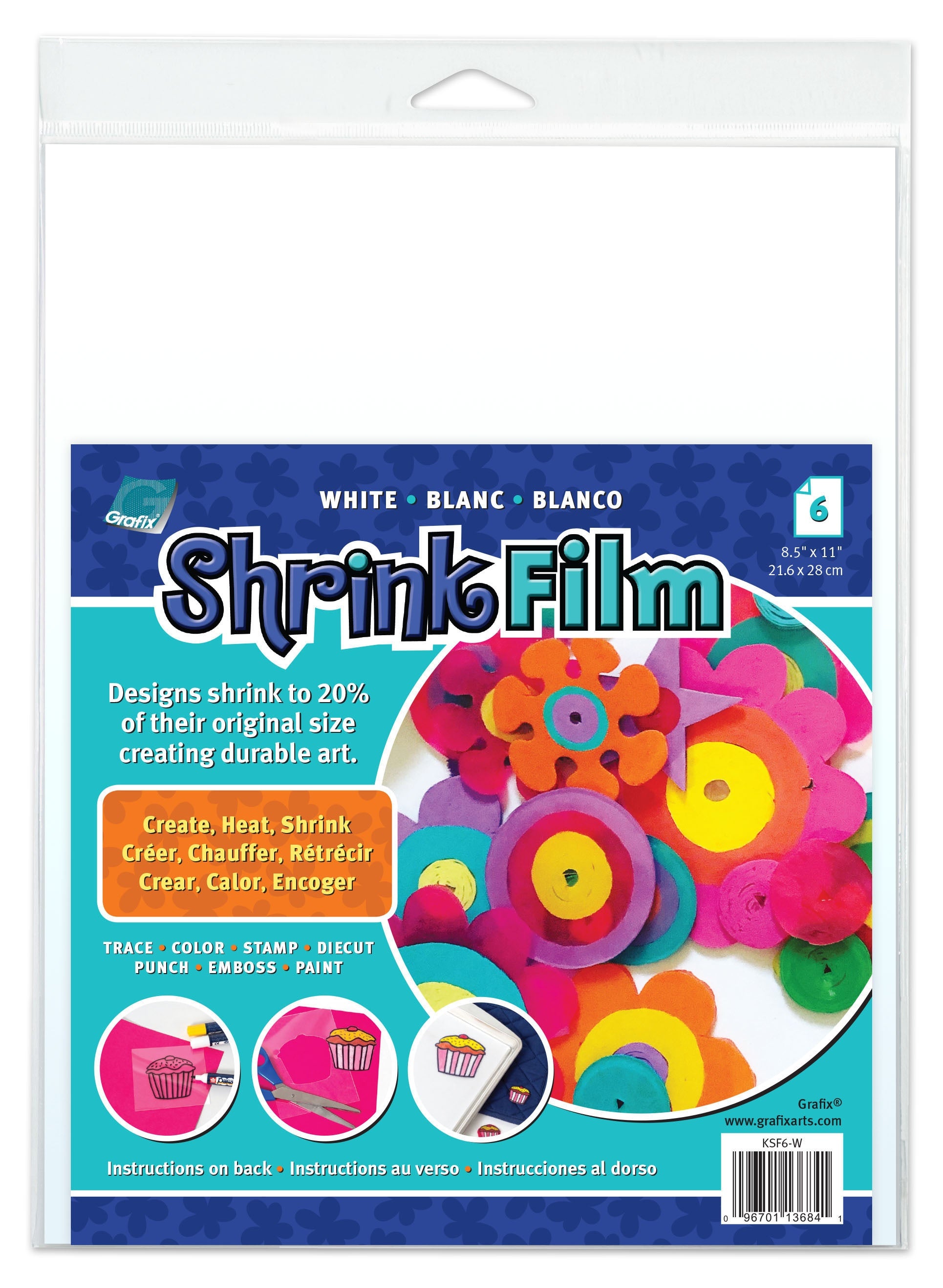 Shrink Film 8.5"X11" 6/Pkg White