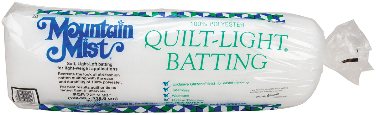 Quilt-Light Polyester Batting Twin Size 72"X90" FOB: MI