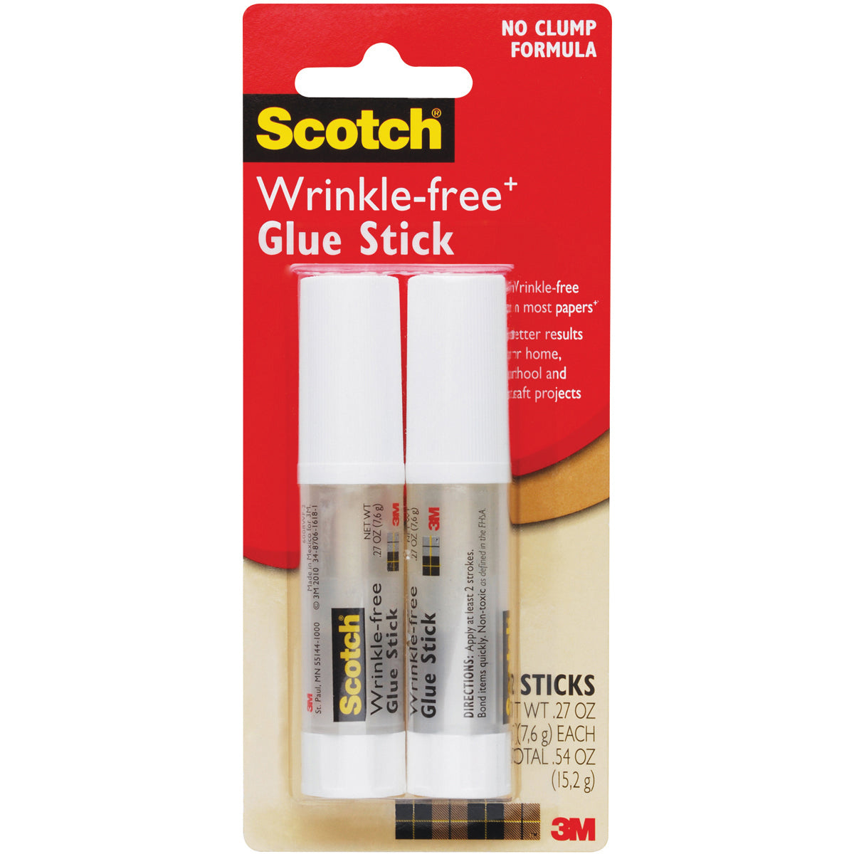 Scotch Wrinkle-Free Glue Sticks 2/Pkg .27oz