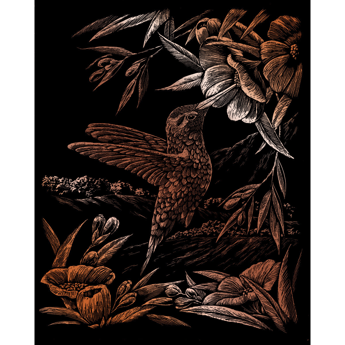 Copper Foil Engraving Art Kit 8"X10" Hummingbird