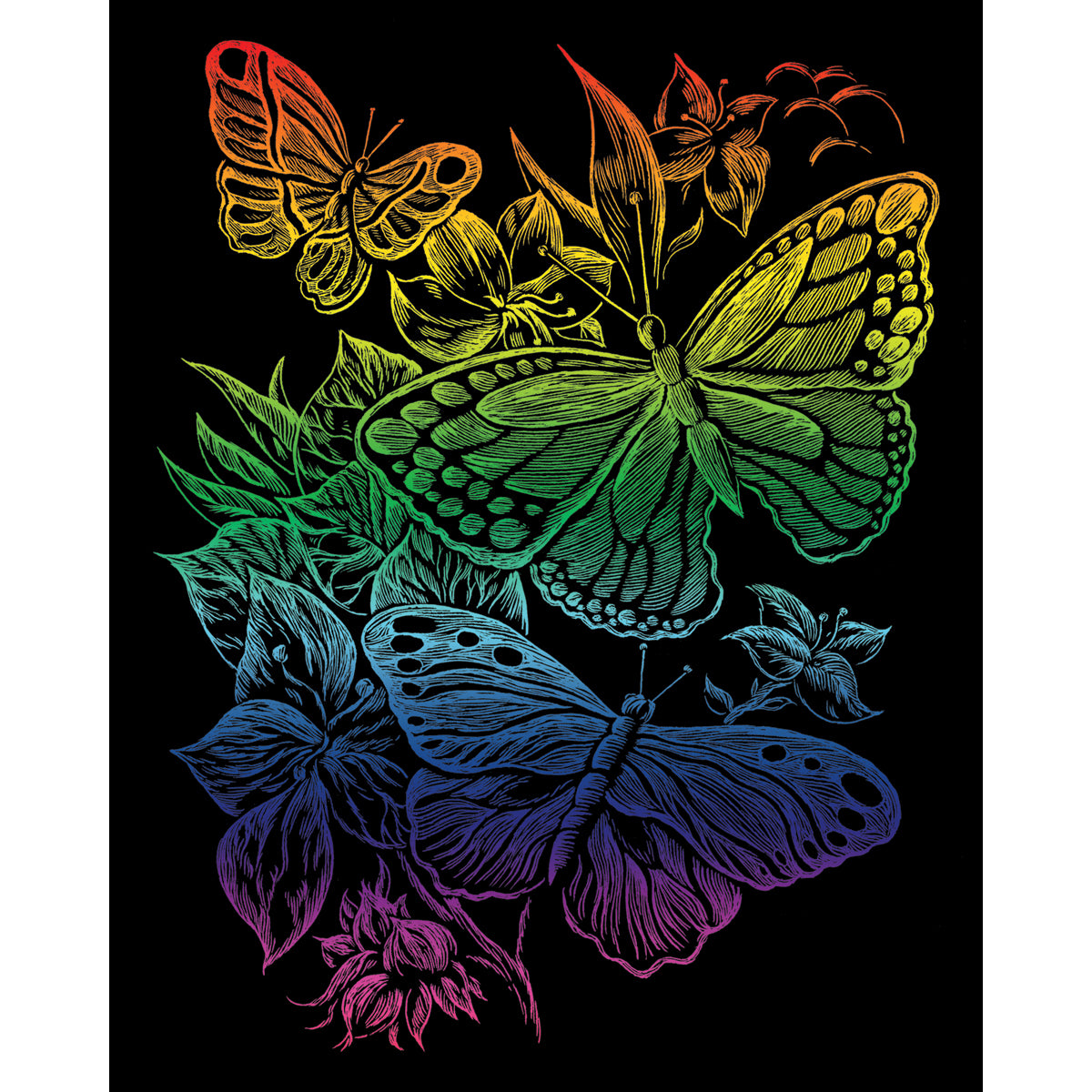 Rainbow Foil Engraving Art Kit 8"X10" Butterflies