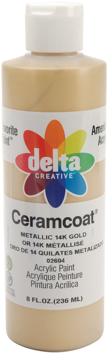 Ceramcoat Acrylic Metallic Paint 8oz 14k Gold - Opaque