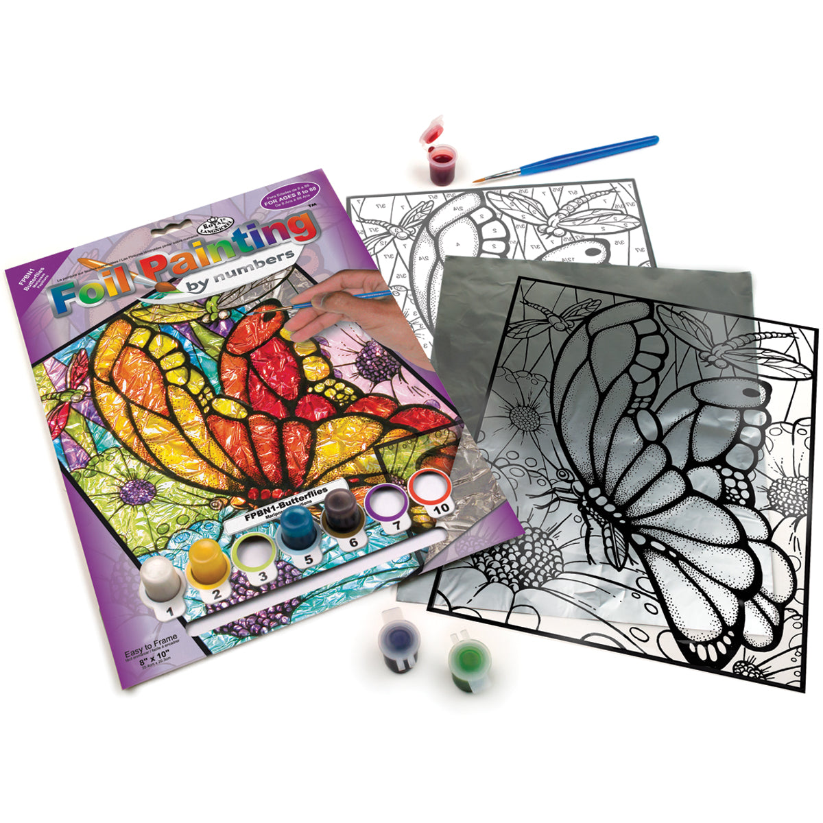 Foil Paint By Number Kit 8"X10" Butterflies
