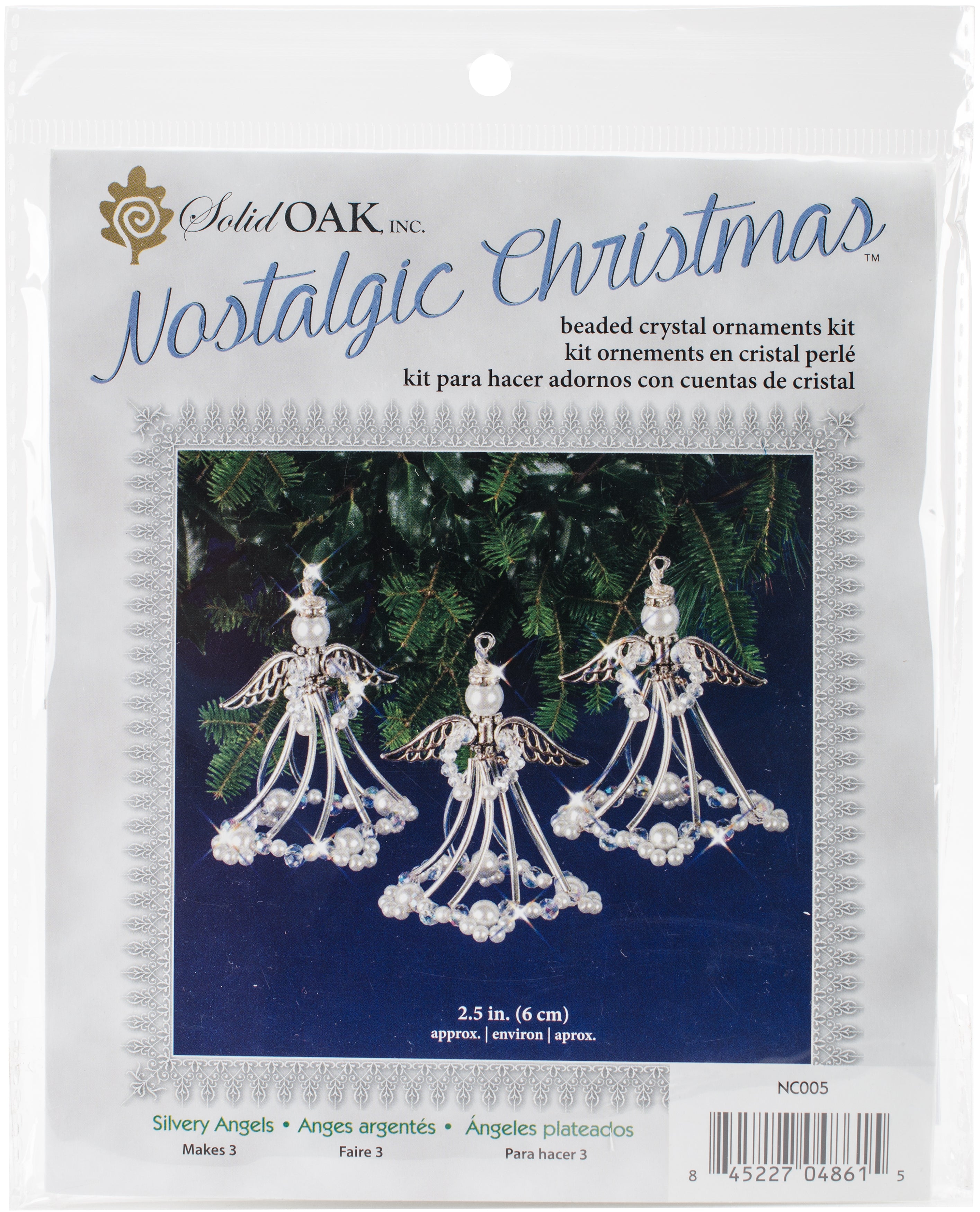 Holiday Beaded Ornament Kit Silver Angels Makes 3