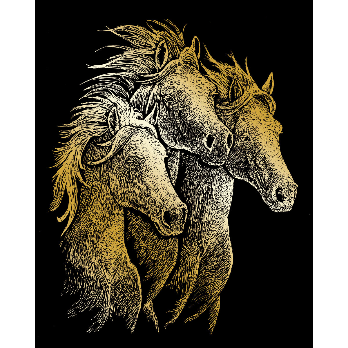 Gold Foil Engraving Art Kit 8"X10" Horses