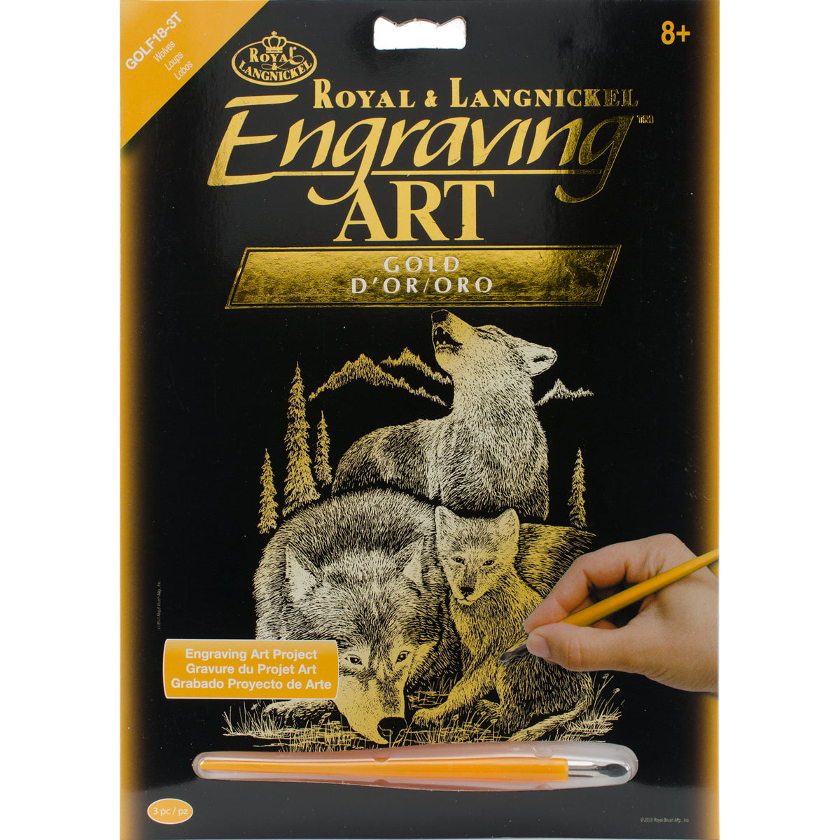 Gold Foil Engraving Art Kit 8"X10" Wolves