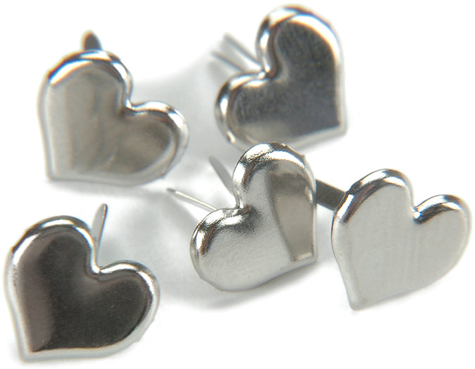 Metal Paper Fasteners 50/Pkg Hearts - Silver