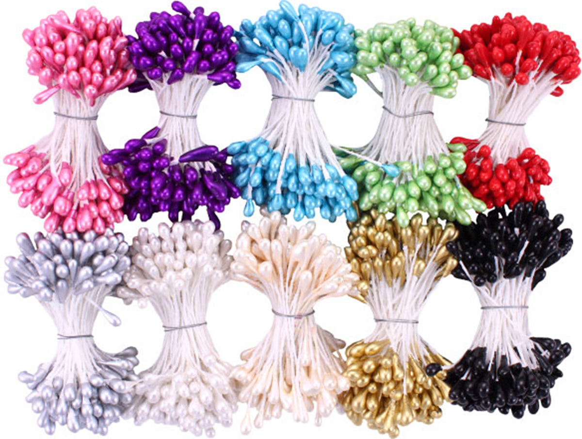 Pearl Stamens Medium 5mmX2.25" 10/Pkg Assorted