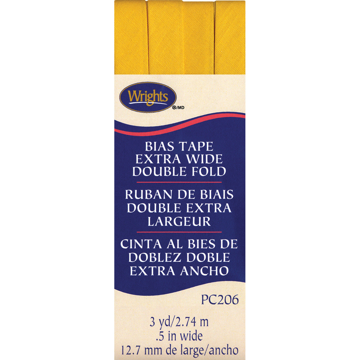 Double Fold Bias Tape 1/2"X3yd Yellow
