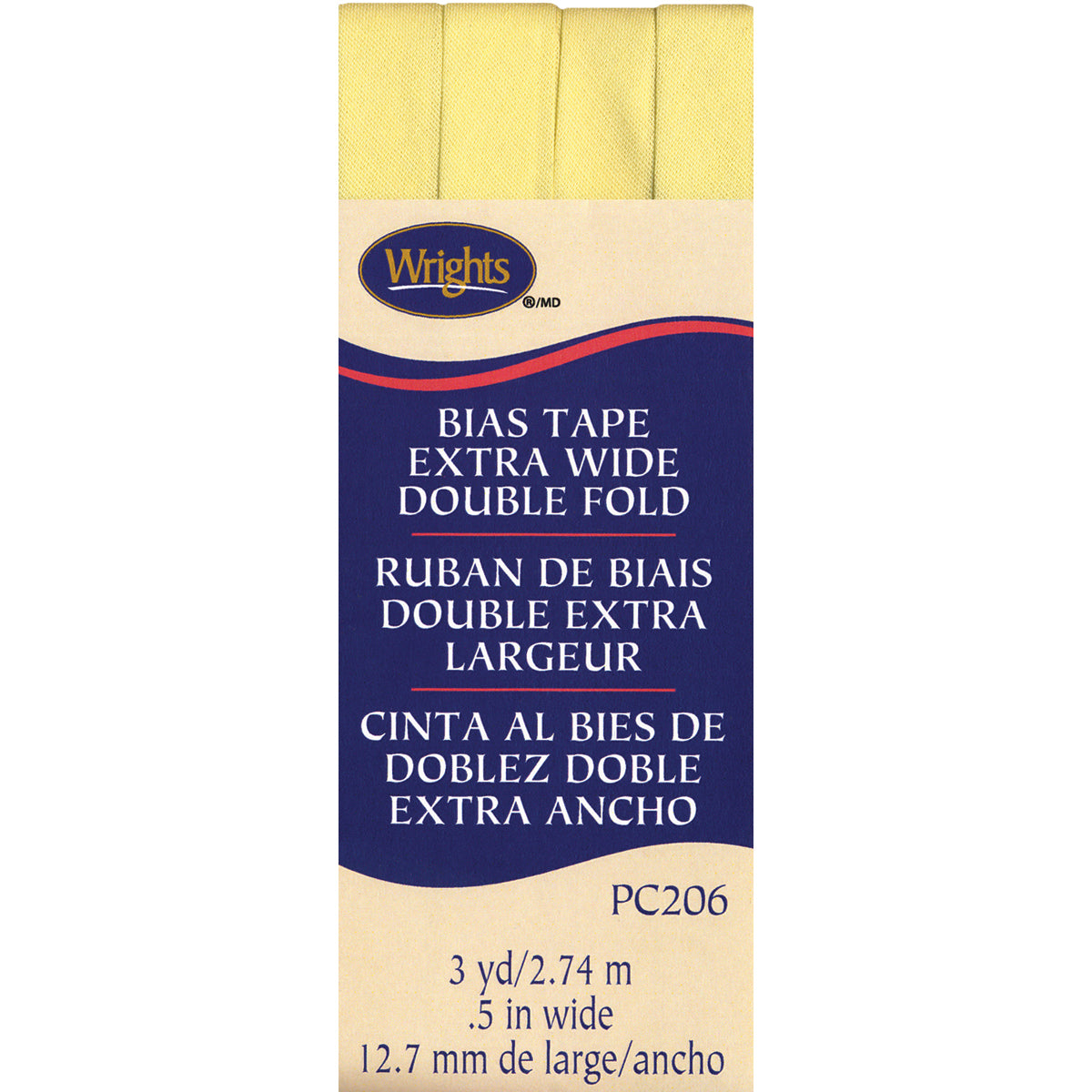 Double Fold Bias Tape 1/2"X3yd Baby Maize