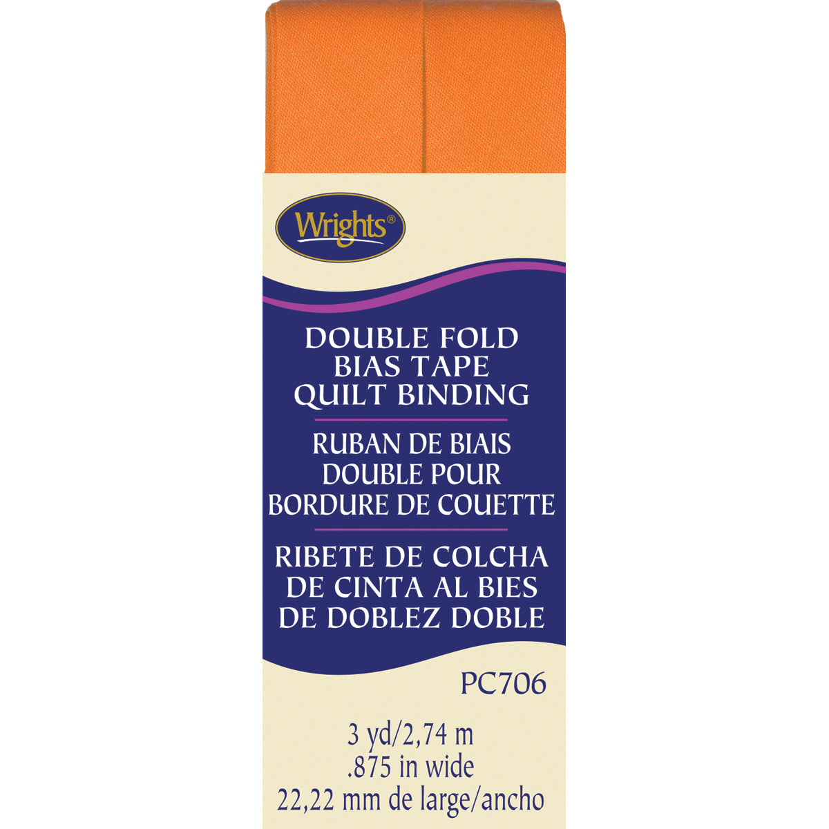 Double Fold Quilt Binding 7/8"X3yd Orange Peel