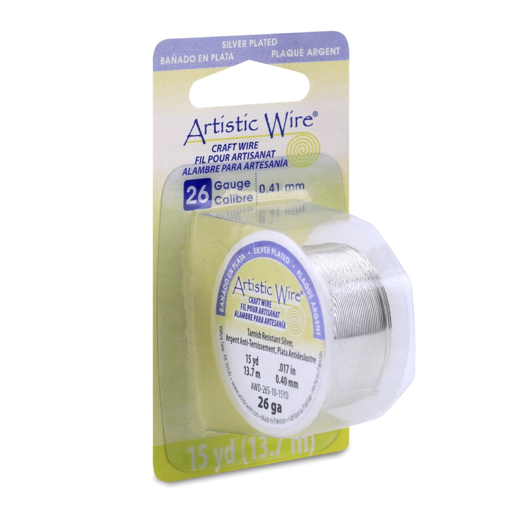 Artistic Wire 26 Gauge 15yd Non-Tarnish Silver