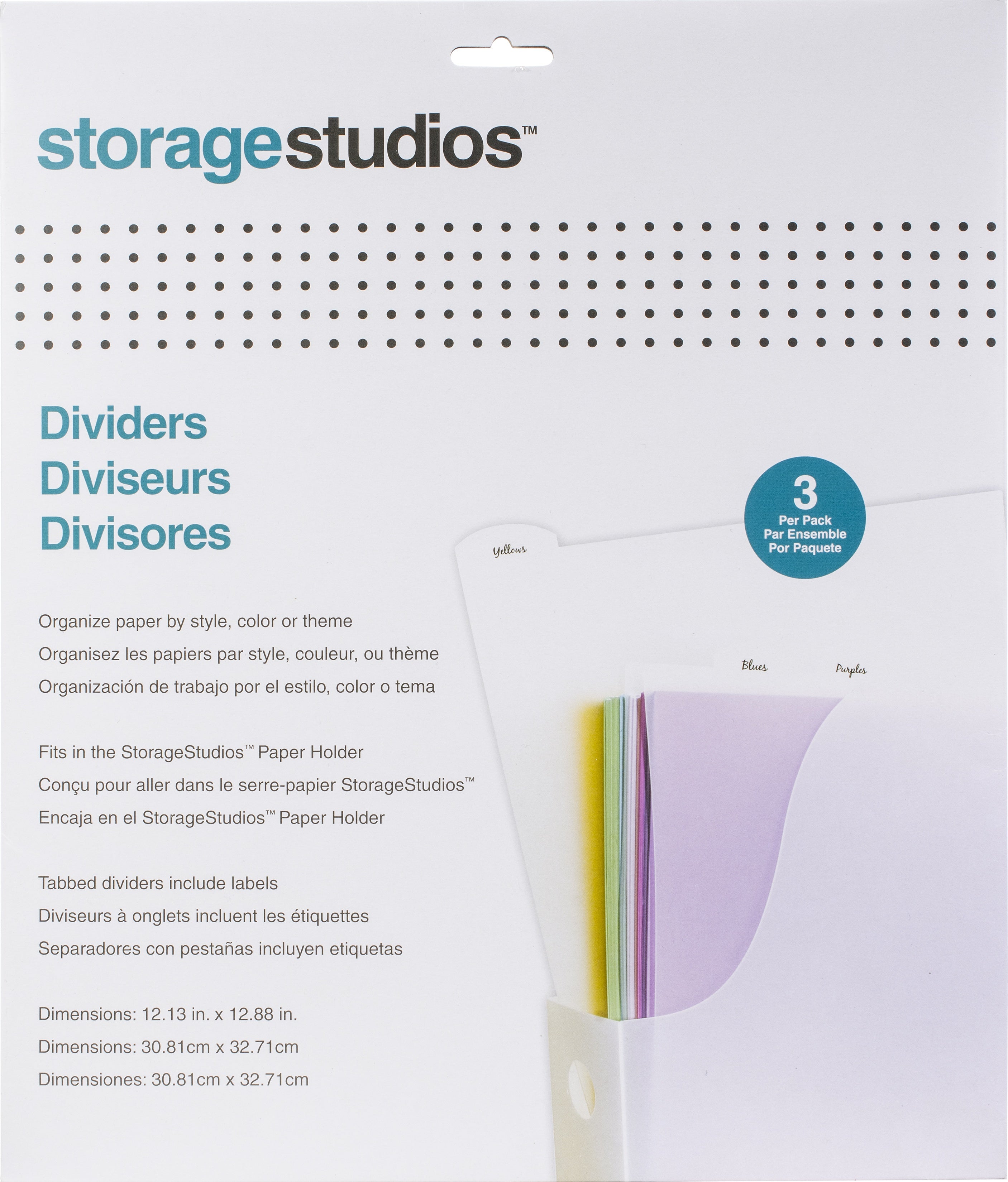 Storage Studios Tabbed Dividers W/Labels 3/Pkg 12.13"X12.88"
