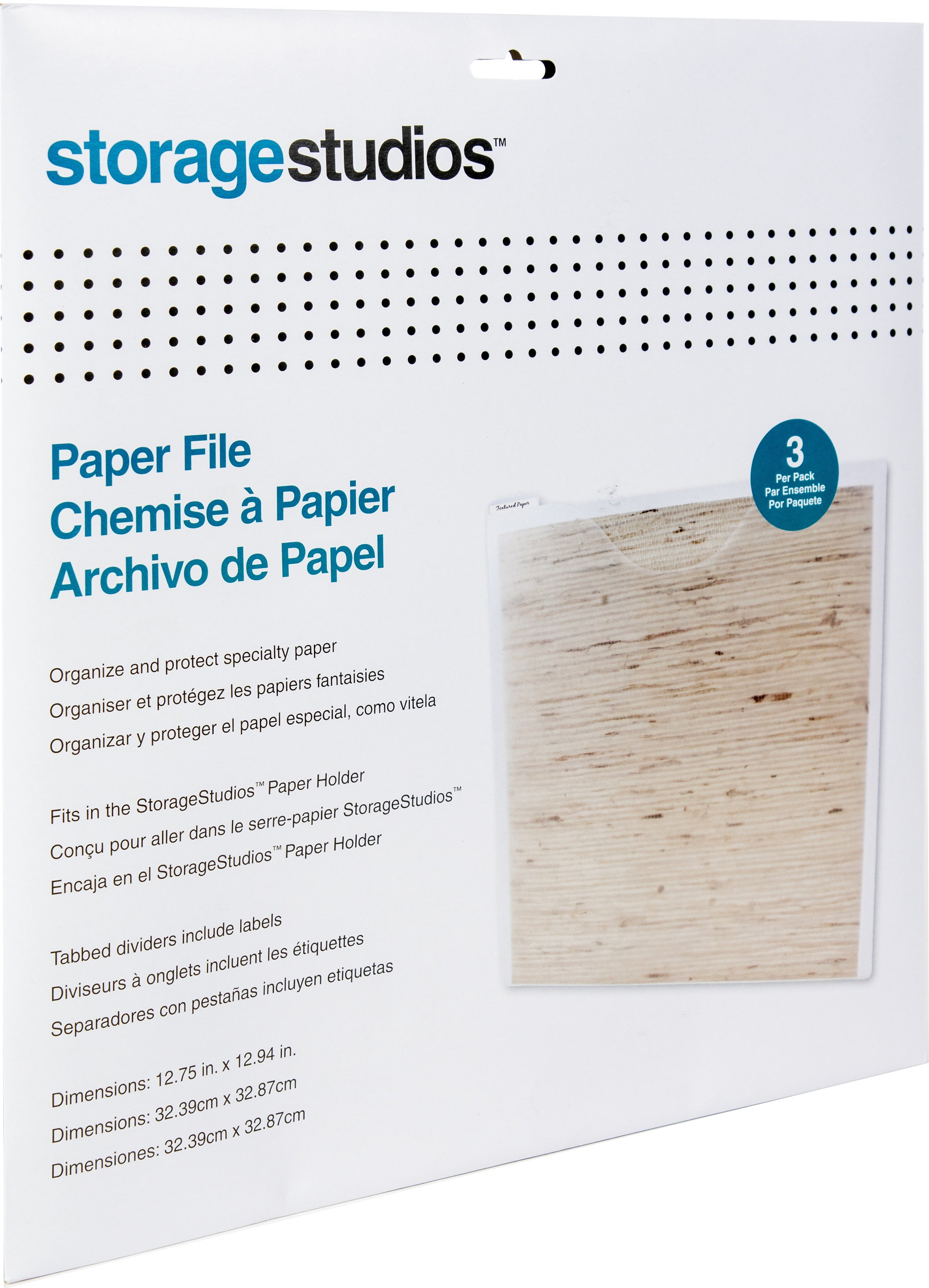 Storage Studios Paper Files W/Tabbed Dividers & Labels 3/Pkg 12.75"X13"