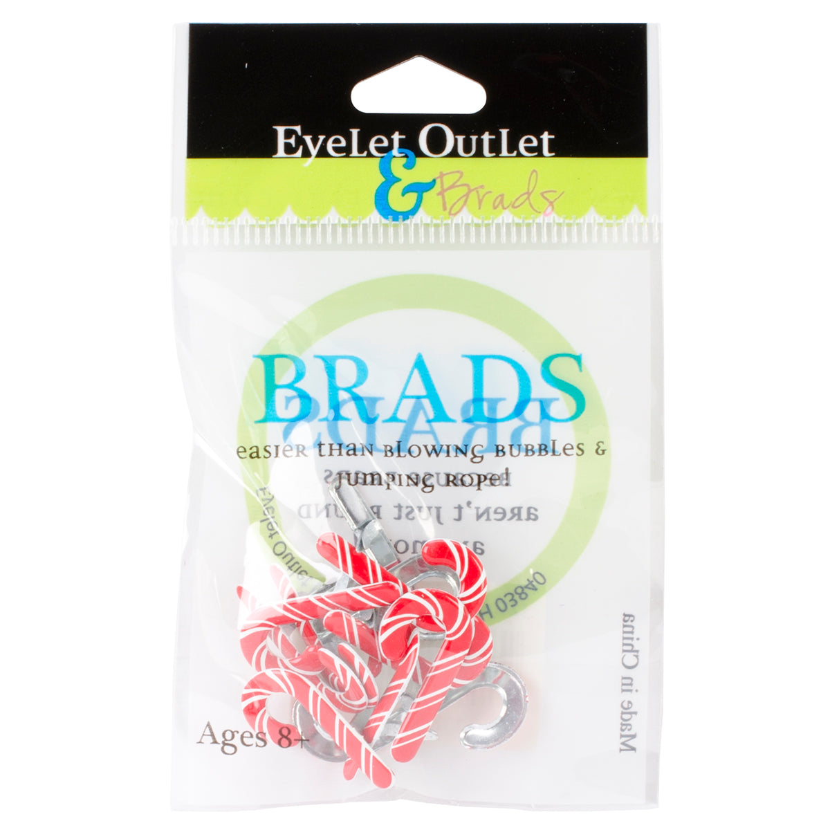Eyelet Outlet Shape Brads 12/Pkg Candy Canes