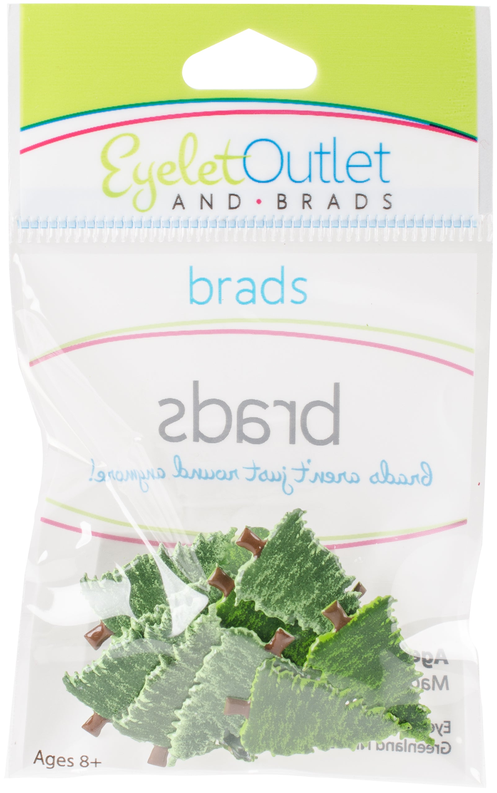 Eyelet Outlet Shape Brads 12/Pkg Pine Tree