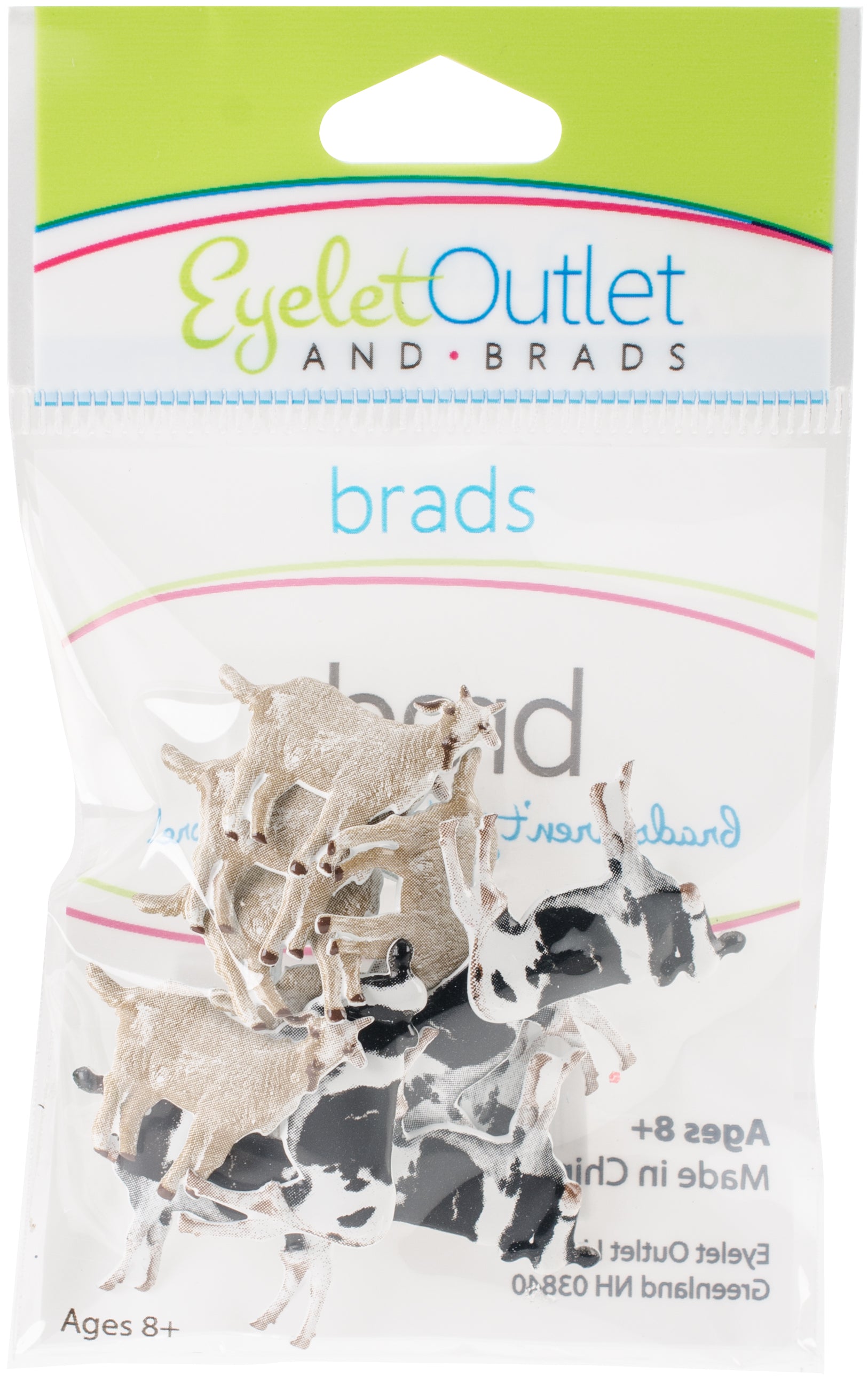 Eyelet Outlet Shape Brads 12/Pkg Cow & Goat