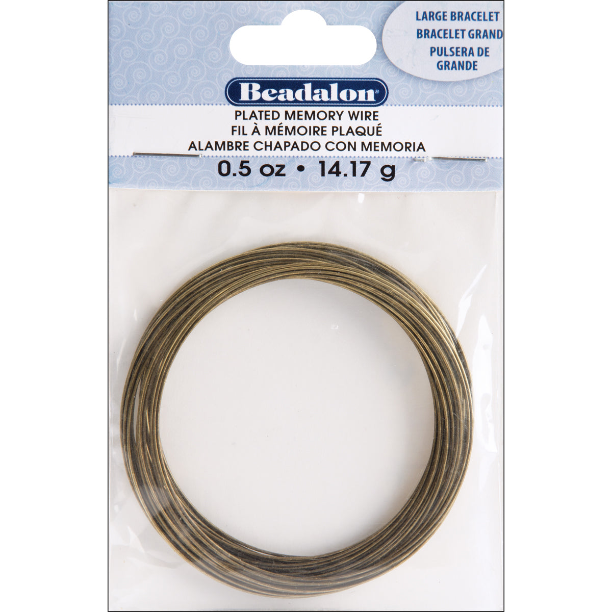 Memory Wire Large Bracelet .62mm .35oz Antique Brass - 30 Coils