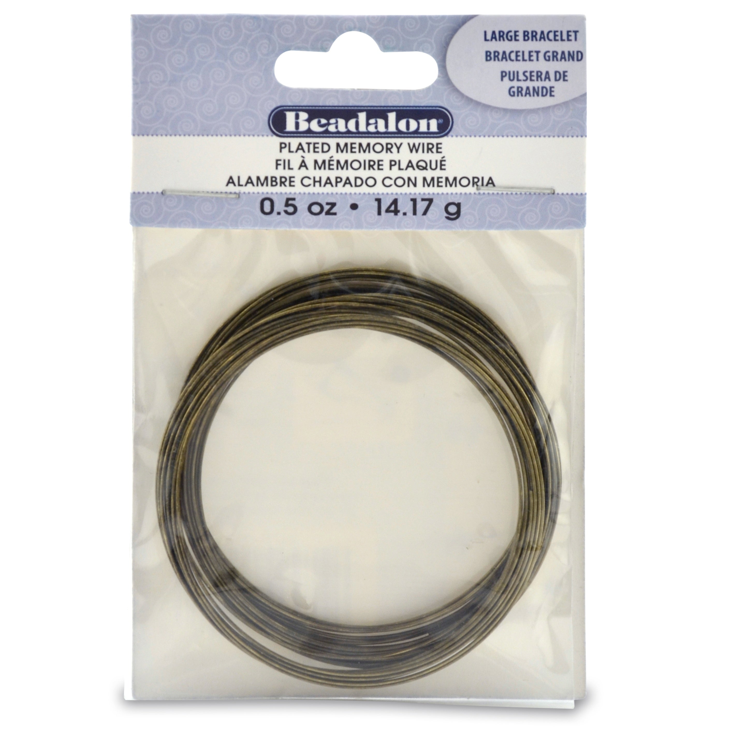 Memory Wire Large Bracelet .62mm .35oz Antique Brass - 30 Coils