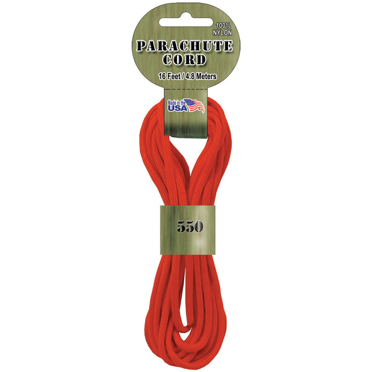 Parachute Cord 4mmx16' Neon Orange