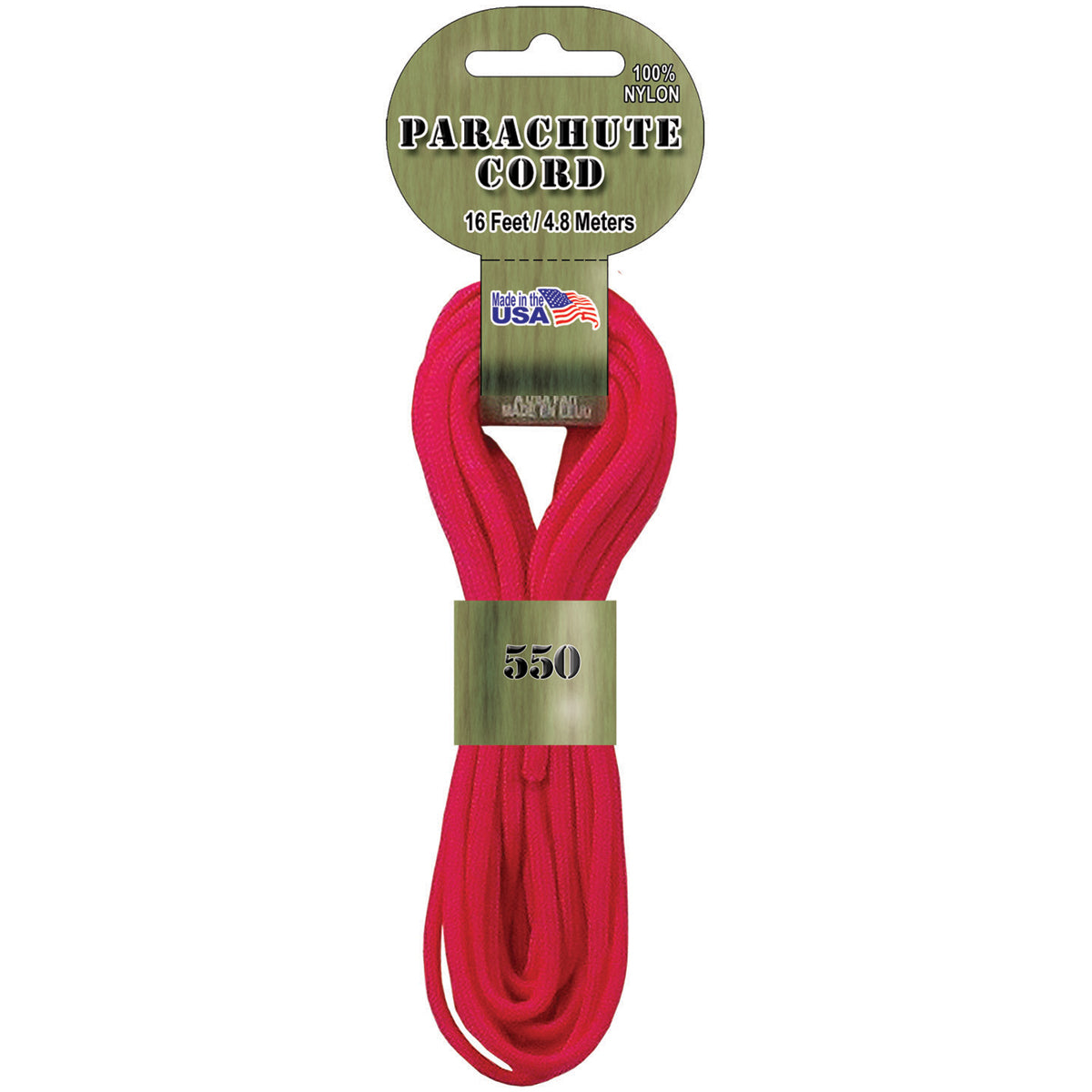 Parachute Cord 4mmx16' Neon Pink