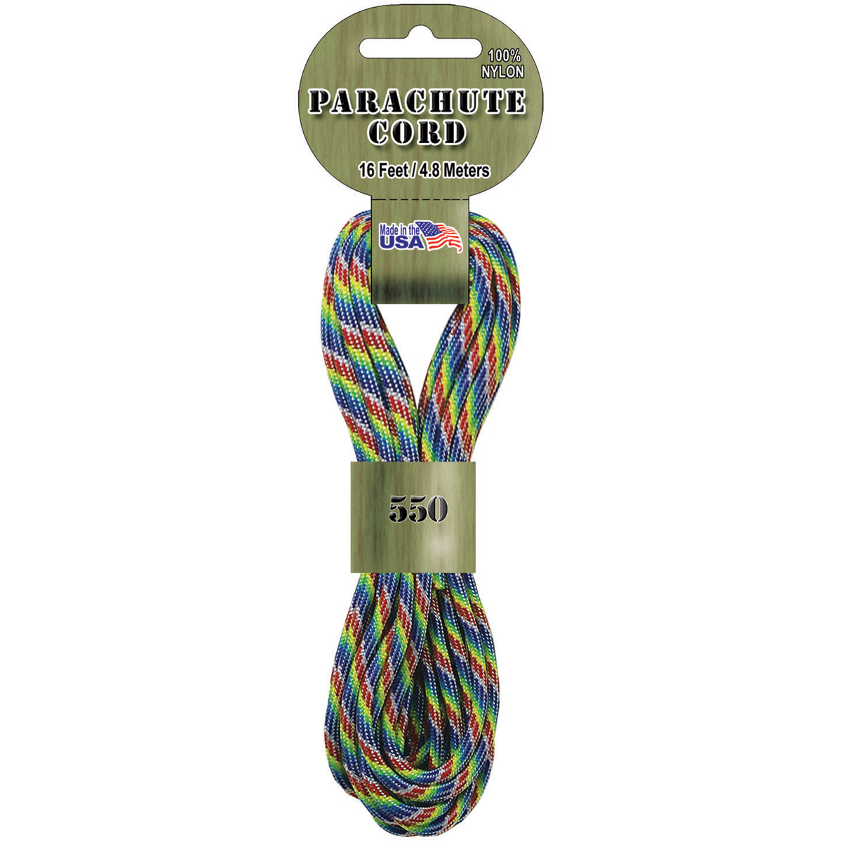 Parachute Cord 4mmx16' Rainbow