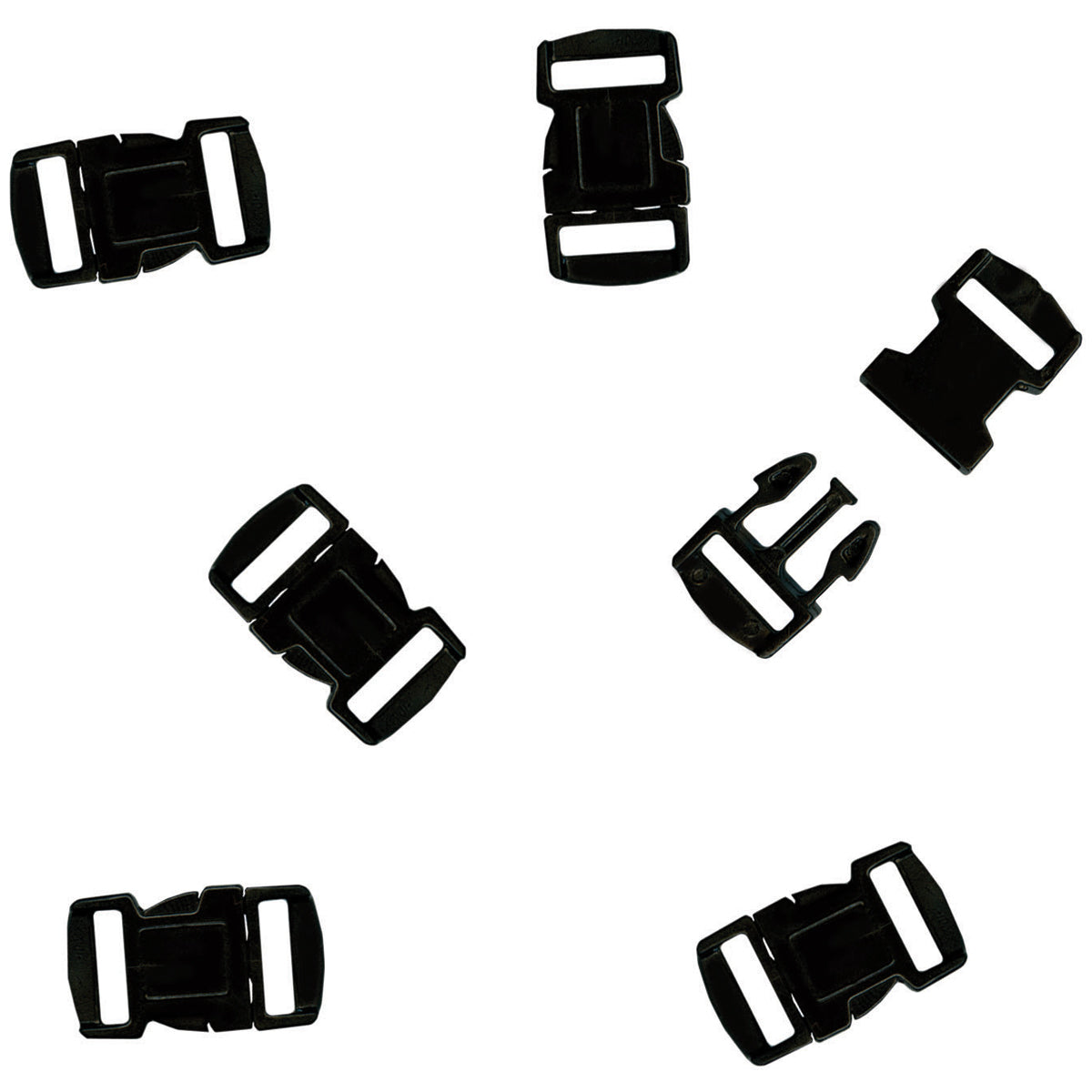 Parachute Cord Bracelet Buckles 12mm 6/Pkg Black