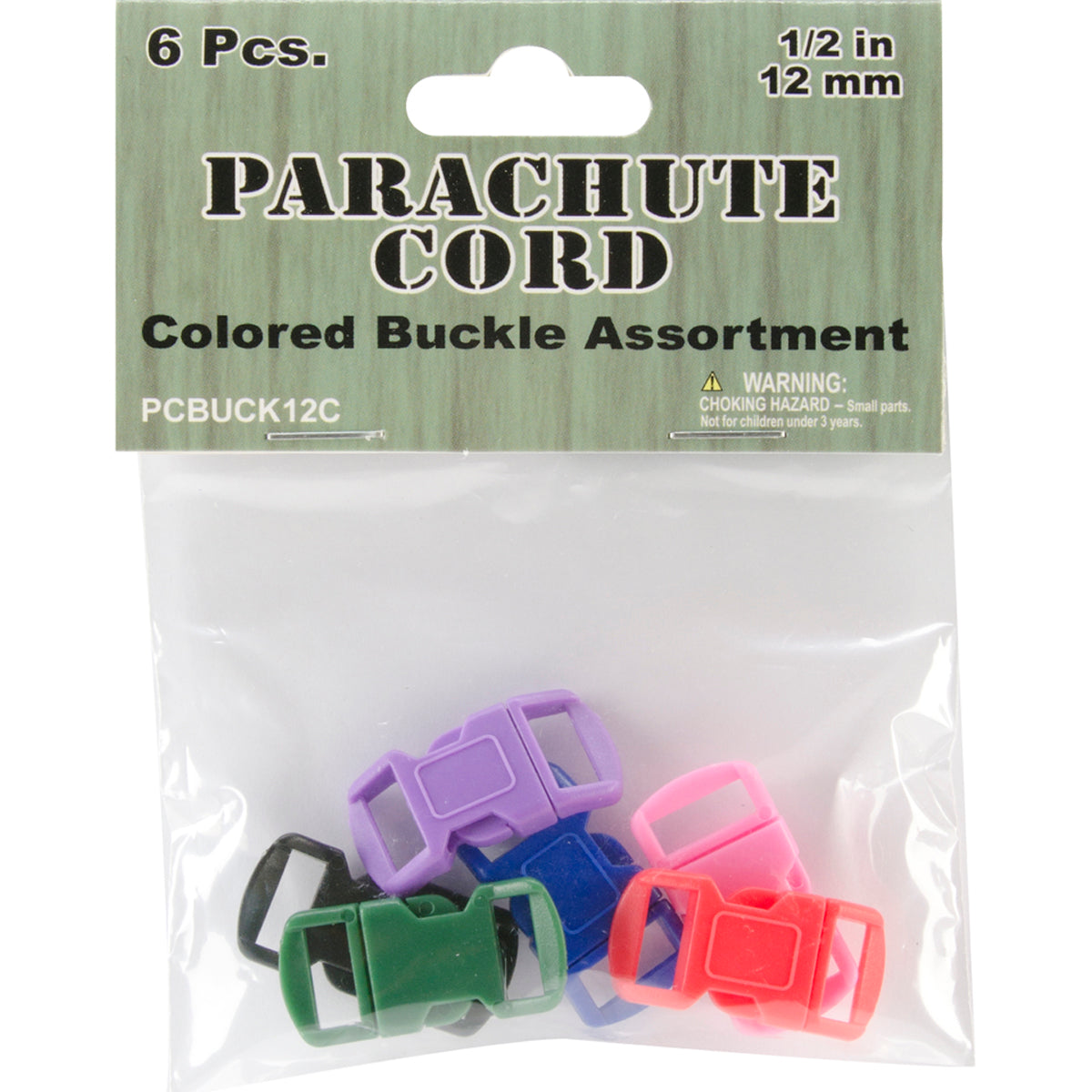 Parachute Cord Bracelet Buckles 12mm 6/Pkg Assorted Colors