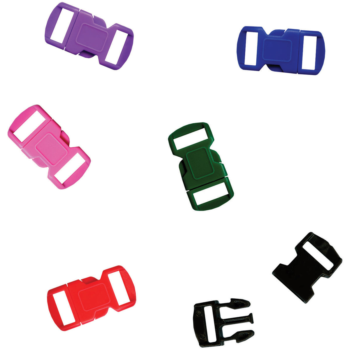 Parachute Cord Bracelet Buckles 12mm 6/Pkg Assorted Colors