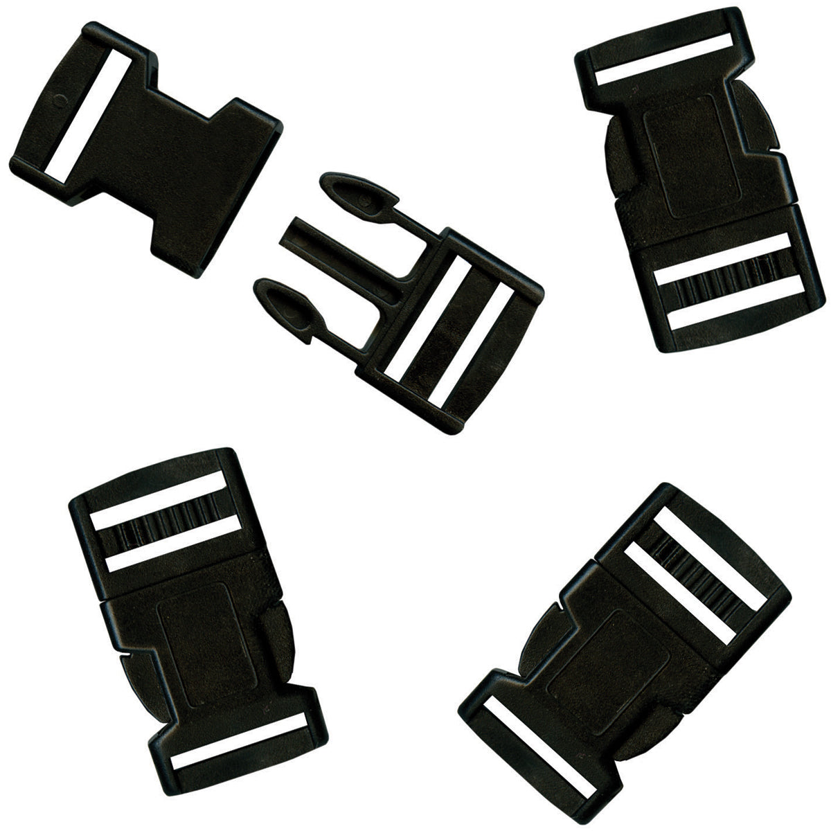 Parachute Cord Bracelet Buckles 20mm 4/Pkg Black