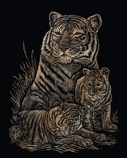 Copper Foil Engraving Art Kit 8"X10" Tiger & Cubs