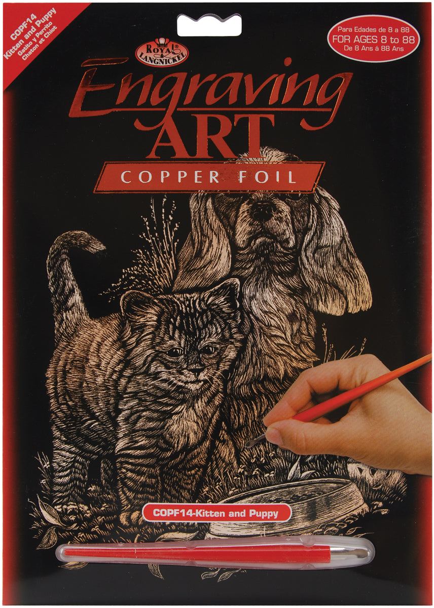 Copper Foil Engraving Art Kit 8"X10" Kitten & Puppy