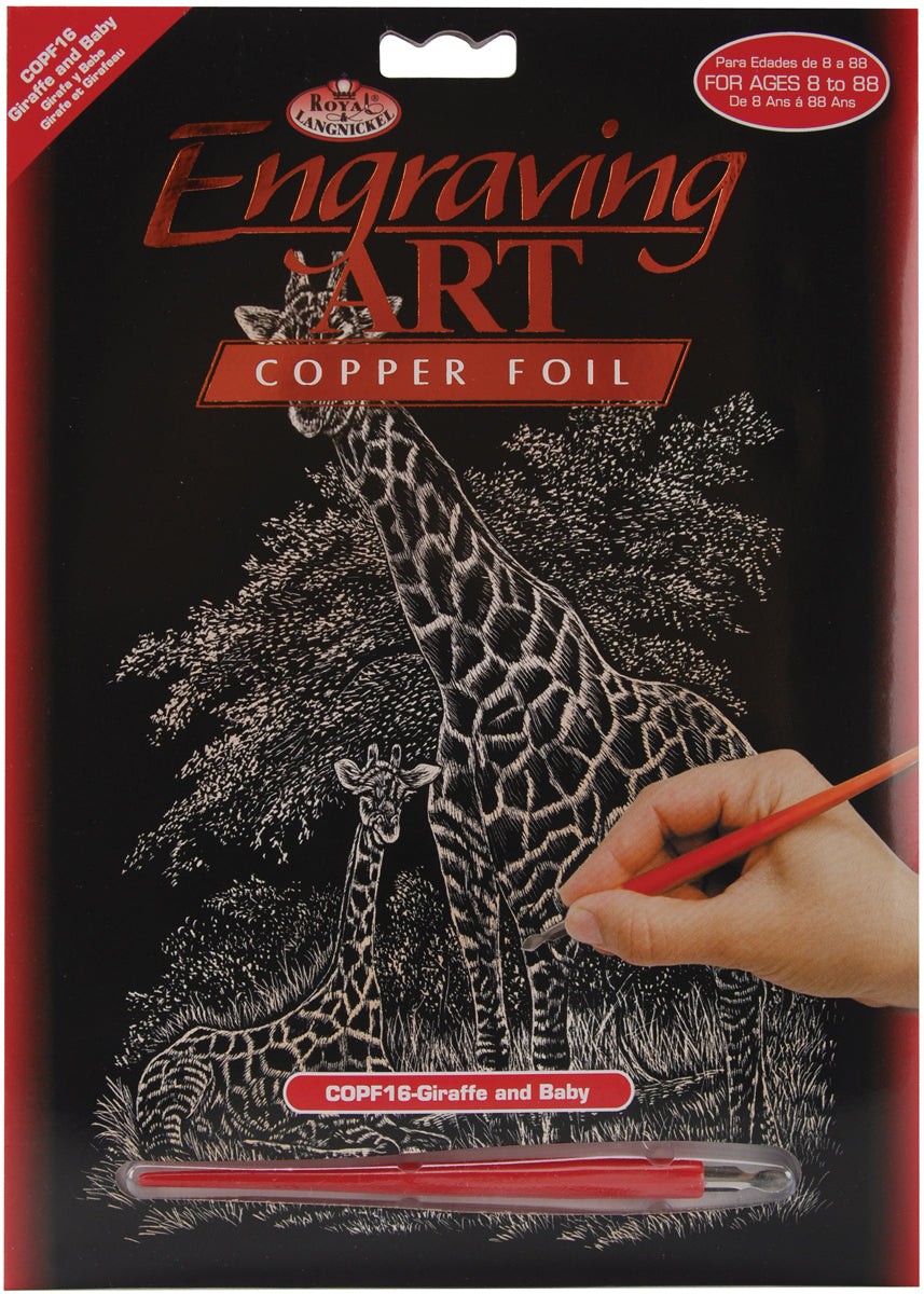 Copper Foil Engraving Art Kit 8"X10" Giraffe & Baby