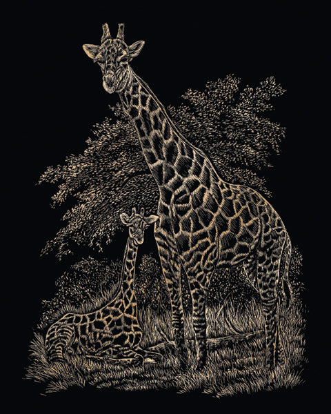 Copper Foil Engraving Art Kit 8"X10" Giraffe & Baby