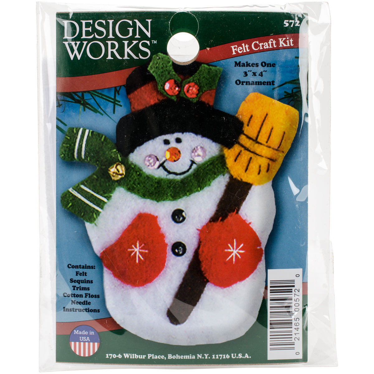 Snowman & Broom Ornament Felt Applique Kit 3"X4"