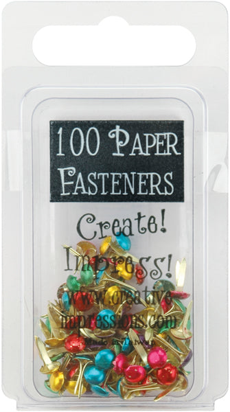 Mini Painted Metal Paper Fasteners 3mm 100/Pkg Round - Metallic