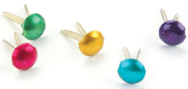 Mini Painted Metal Paper Fasteners 3mm 100/Pkg Round - Metallic
