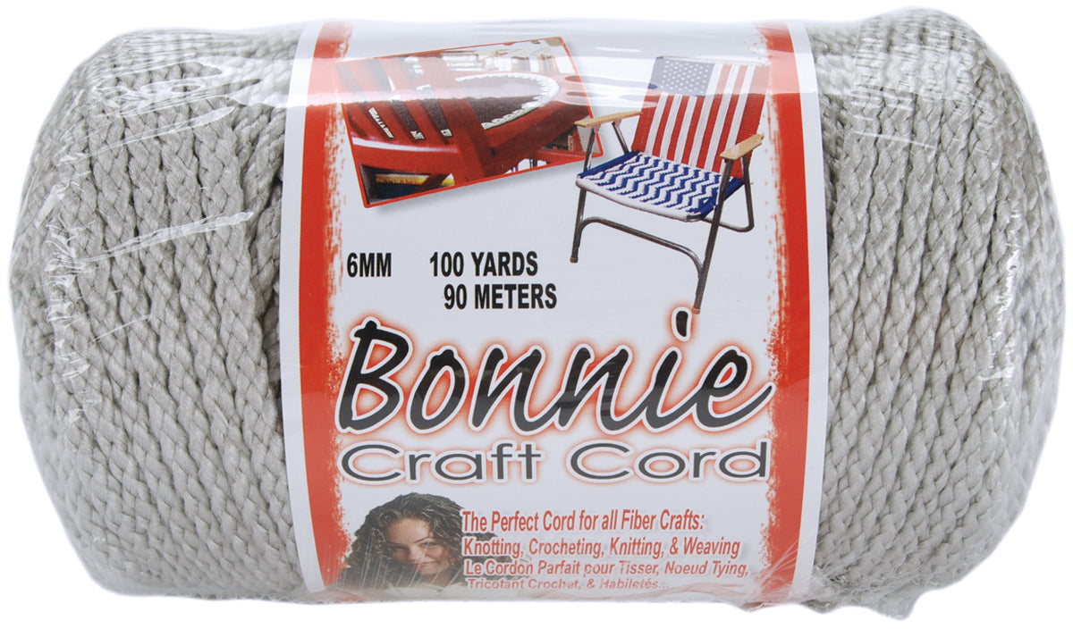 Bonnie Macrame Craft Cord 6mmX100yd Shadow Gray