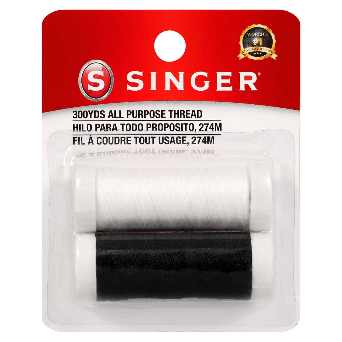 All-Purpose Polyester Thread 200yd 2/Pkg Black & White