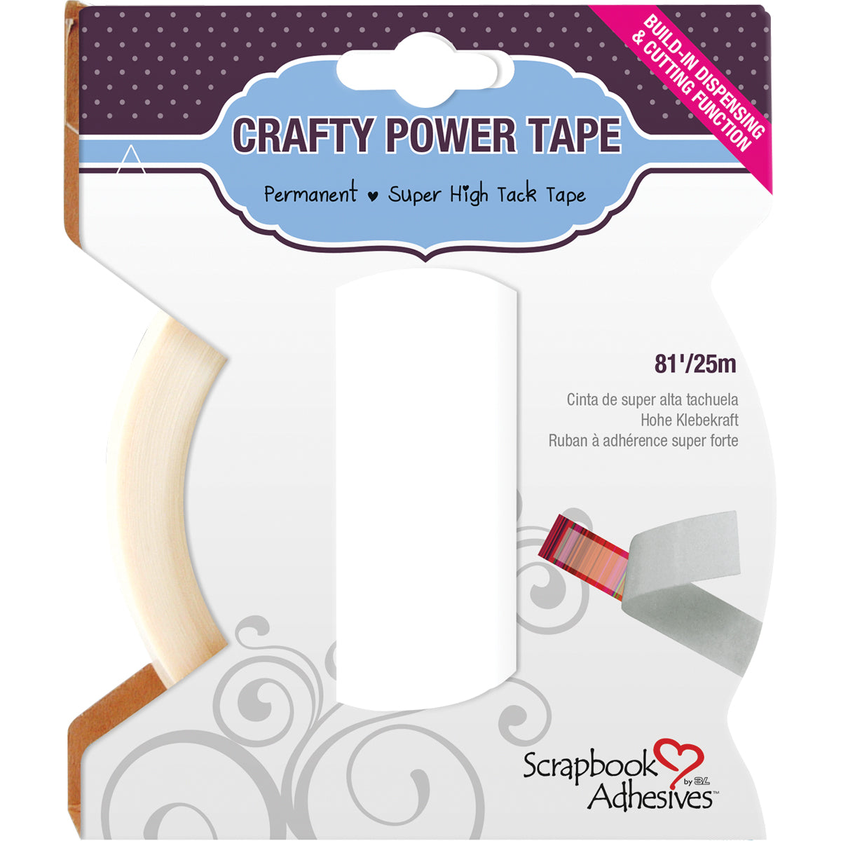 Scrapbook Adhesives Crafty Power Tape W/Dispenser .25"X81'