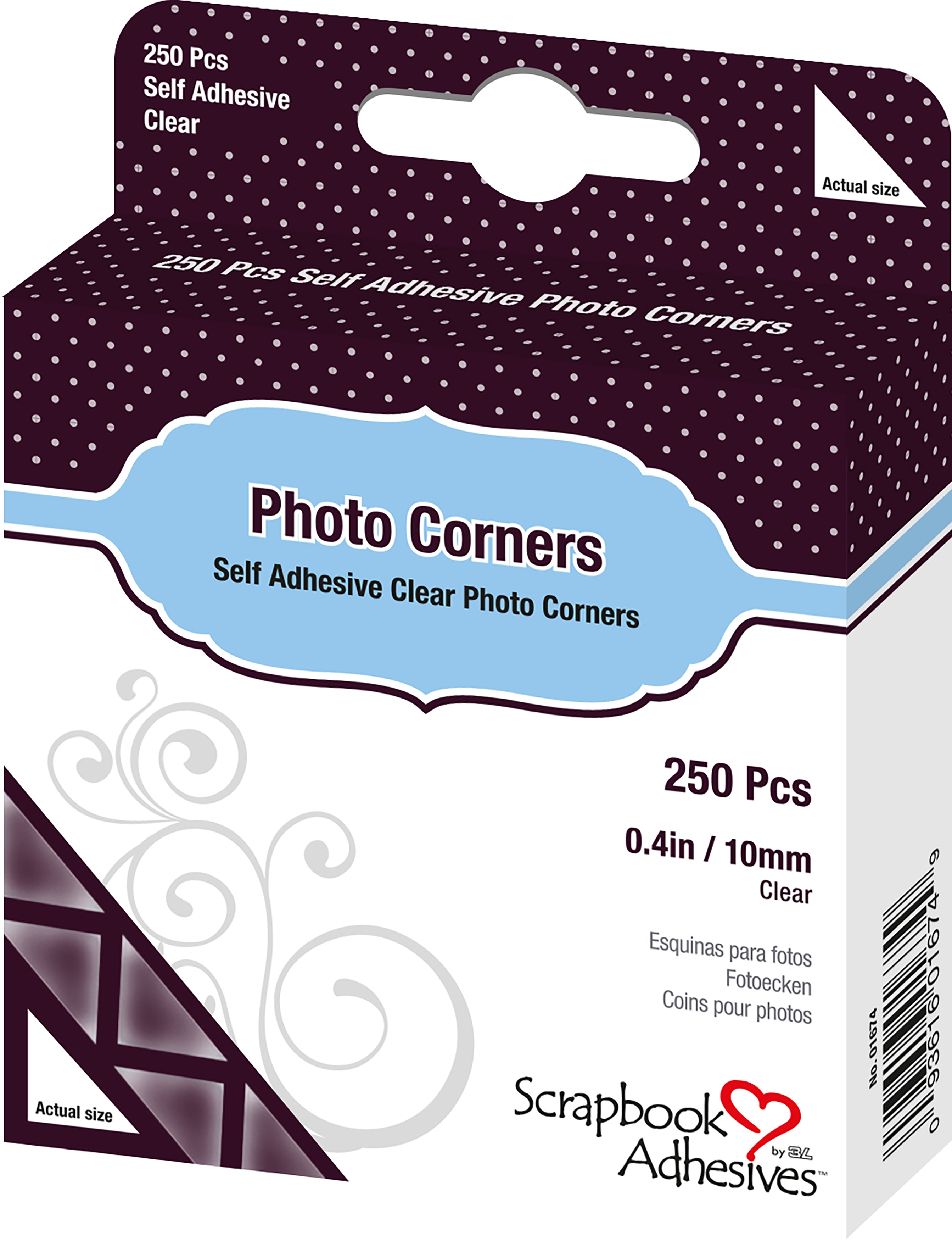 Scrapbook Adhesives Photo Corners Self-Adhesive .375" 250/Pk Clear