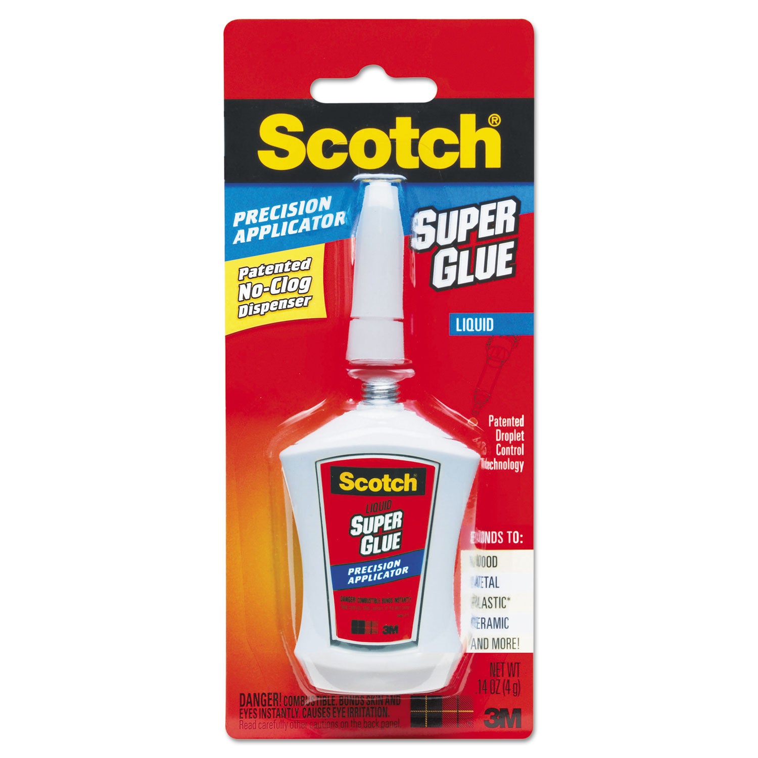 Scotch® Super Glue Liquid, Precision Applicator, 0.14 oz