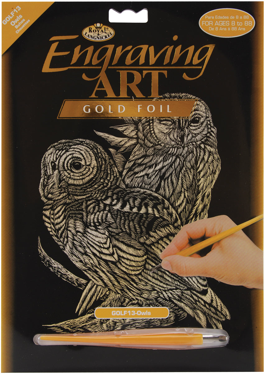 Gold Foil Engraving Art Kit 8"X10" Owls