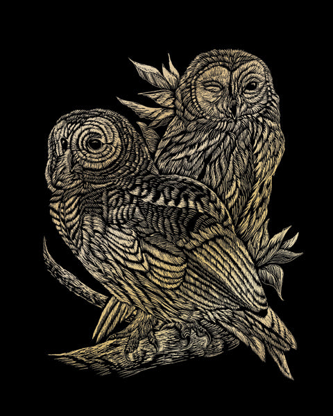 Gold Foil Engraving Art Kit 8"X10" Owls