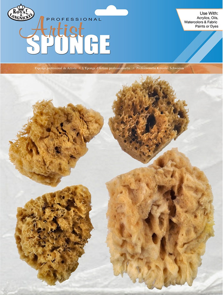 Natural Ocean Artist Sponges 4/Pkg 3 Wool & 1 Jumbo